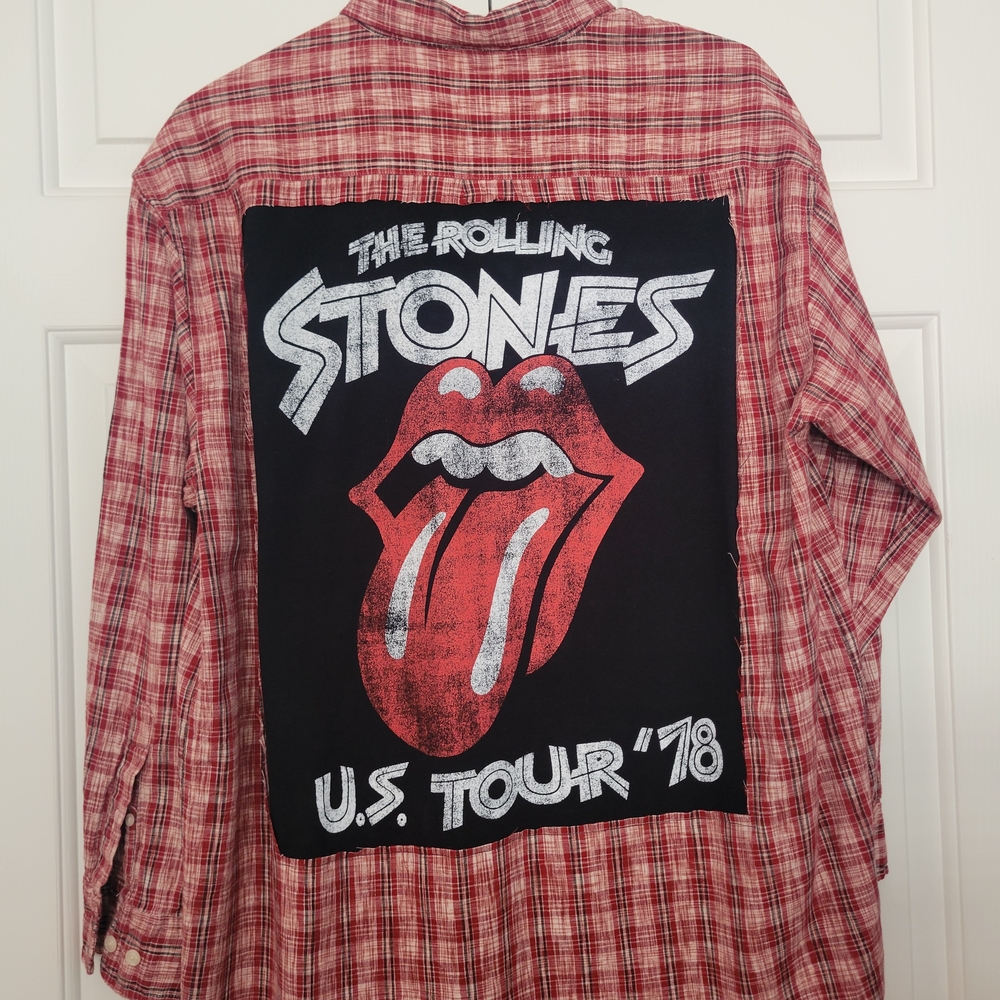 Red Plaid Rolling Stones Tour Shirt